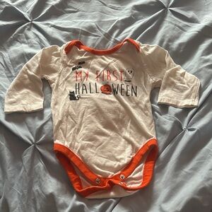 The Children's Place Cream and Orange Halloween Onesie